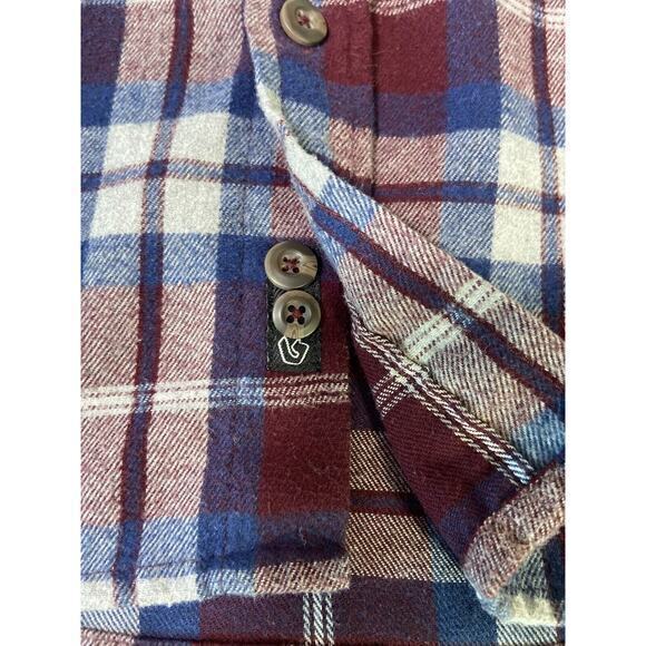 Burnside Men Size XL Maroon Plaid Flannel Button Down Shirt Long Sleeve Pockets - Picture 7 of 11